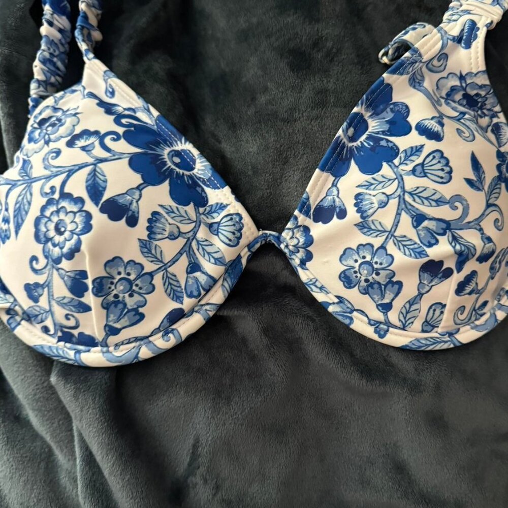 extra large blue and white shein bikini tops